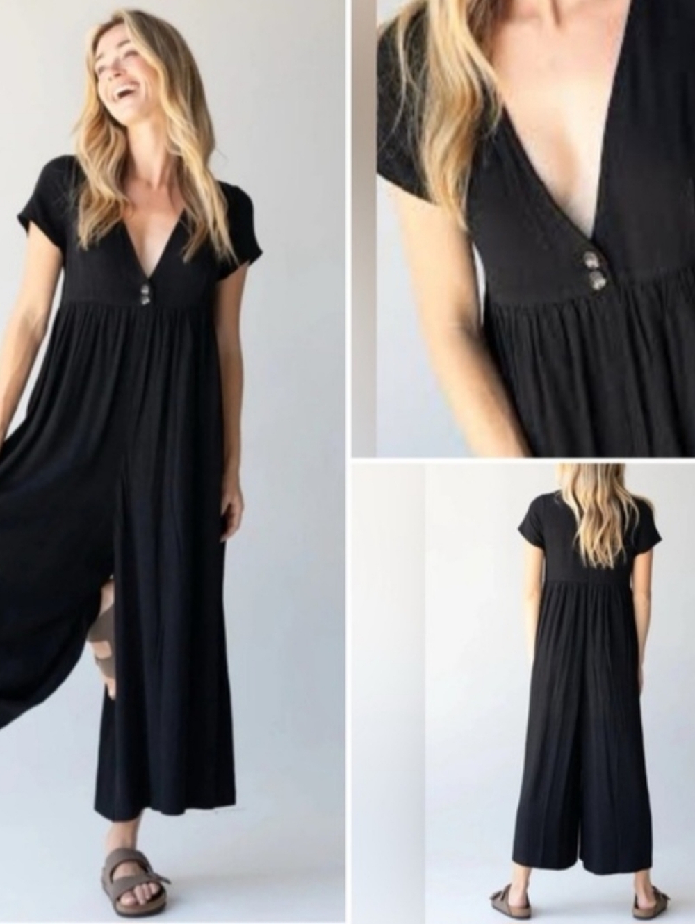 NATURAL LIFE Avery Wide Leg Jumpsuit In Black Size Large Oversized - Picture 12 of 12